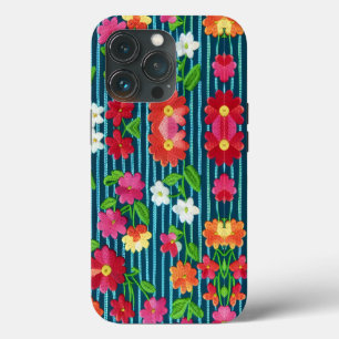 Embroidered quilted flowers by CallisC Throw Pill iPhone 13 Pro Case