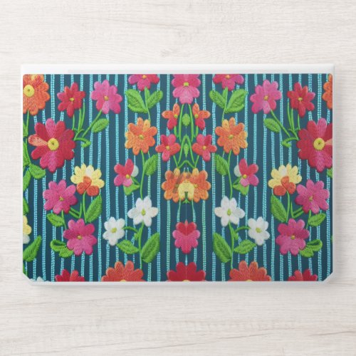 Embroidered quilted flowers by CallisC  Throw Pill HP Laptop Skin
