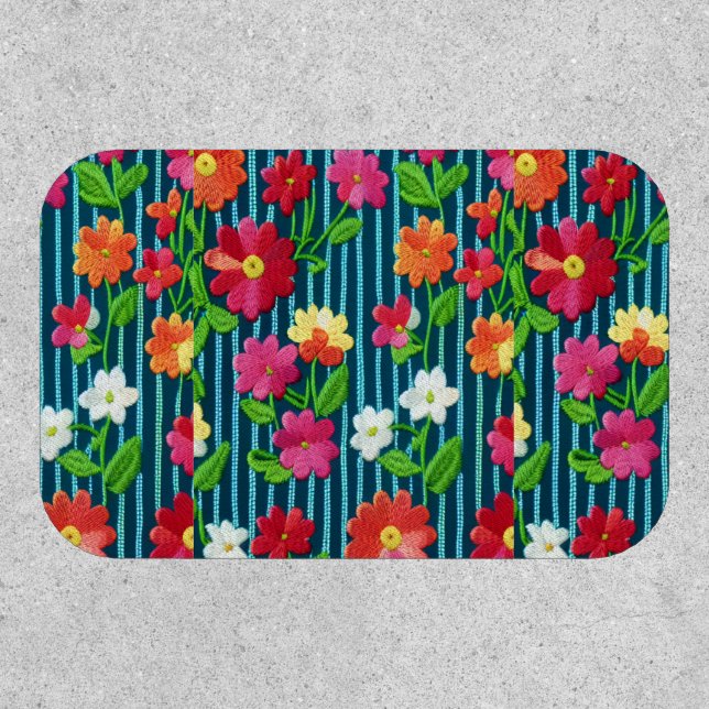 Embroidered quilted flowers by CallisC  Throw Pill Patch (Front)