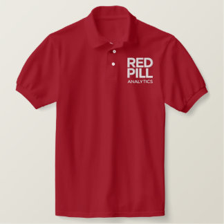 Embroidered Red Polo with White Text Logo (Men's)