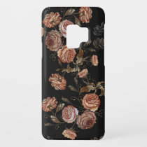 Embroidered roses: black seamless pattern. Case-Mate samsung galaxy s9 case