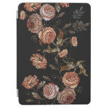 Embroidered roses: black seamless pattern. iPad air cover