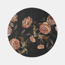 Embroidered roses: black seamless pattern. rug