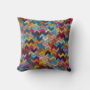 Embroidered seamless geometric pattern. Ornament E Throw Pillow