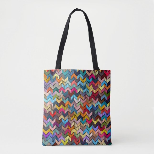 Embroidered seamless geometric pattern. Ornament E Tote Bag (Front)