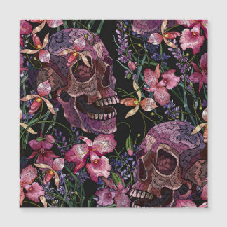 Embroidered Skull: Gothic Orchid Pattern