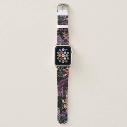 Embroidered Skull Gothic Orchid Pattern Apple Watch Band