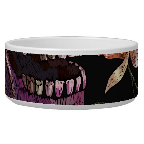 Embroidered Skull Gothic Orchid Pattern Bowl