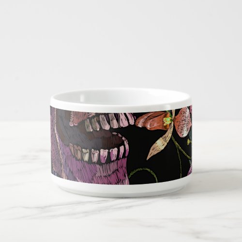 Embroidered Skull Gothic Orchid Pattern Bowl
