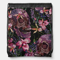 Embroidered Skull: Gothic Orchid Pattern
