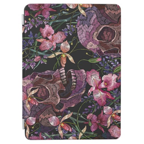 Embroidered Skull Gothic Orchid Pattern iPad Air Cover