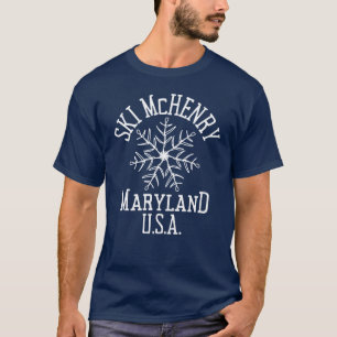 Embroidered Snowflake McHenry Maryland USA White T-Shirt