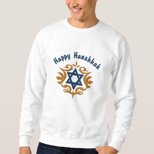 Embroidered Star of David Hanukkah Sweatshirt (Front)