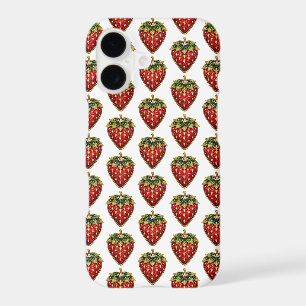 Embroidered Strawberry iPhone 17 Case