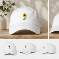 Embroidered Sunflower Custom Hat Floral Nature Cap
