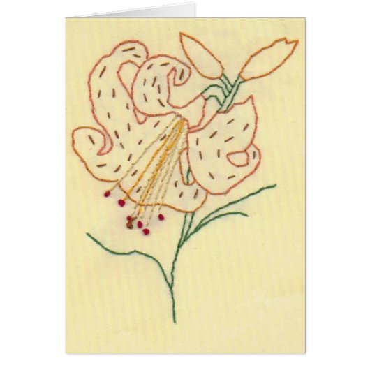 Embroidered Tiger Lily Flower Cards (Front)