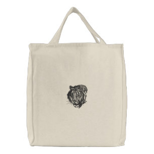 Embroidered Tiger Tote
