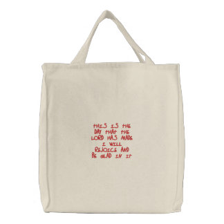 Embroidered Tote Bag: I will rejoice...