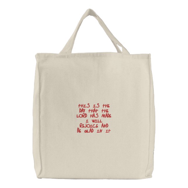 Embroidered Tote Bag: I will rejoice... (Front)