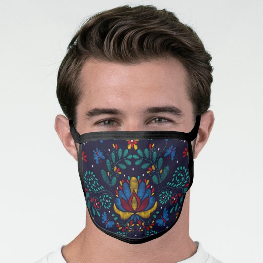 Embroidered Traditional Mexican Floral Face Mask (Worn Him)