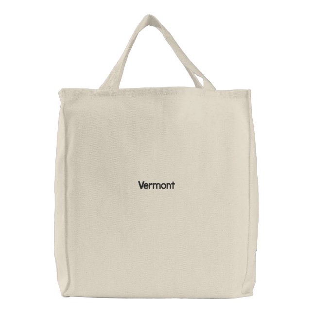 Embroidered Vermont Tote Bag Natural (Front)