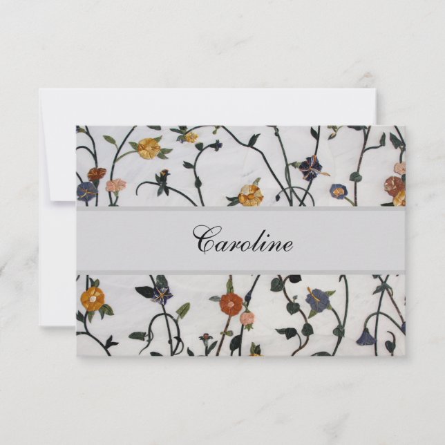 Embroidered Vines Flat Thank You Card (Front)