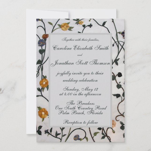 Embroidered Vines Invitation (Front)