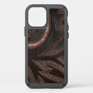 Embroidered Vintage Brown Leather Pattern Speck iP iPhone 12 Case
