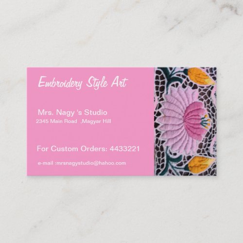 embroidered water lilly in kalocsai style business card templates