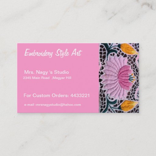 Customizable embroidered water lilly in kalocsai style business card templates
