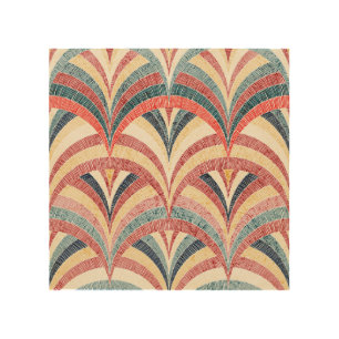 Embroidered wavy bohemian seamless print. wood wall art