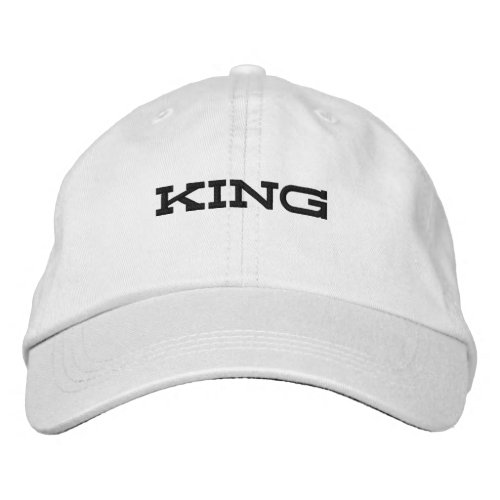 Embroidered White Color Hats Caps King Text