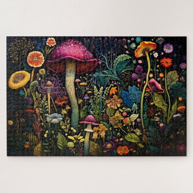 Embroidered Wild Fungi Jigsaw Puzzle (Horizontal)