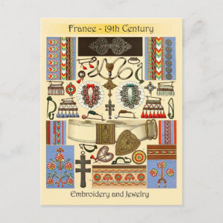 Embroidery and Jewelry - France, 19th Century Postcard