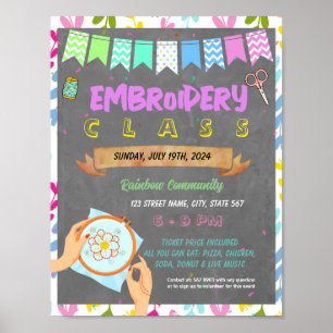 Embroidery class school event template poster