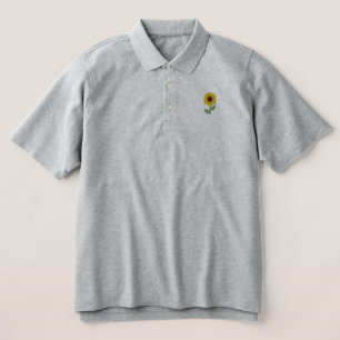 	embroidery embroidered sunflower  polo shirt