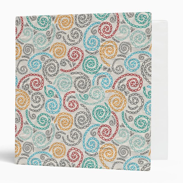 Embroidery fancy rumpled paper 3 ring binder (Front/Inside)