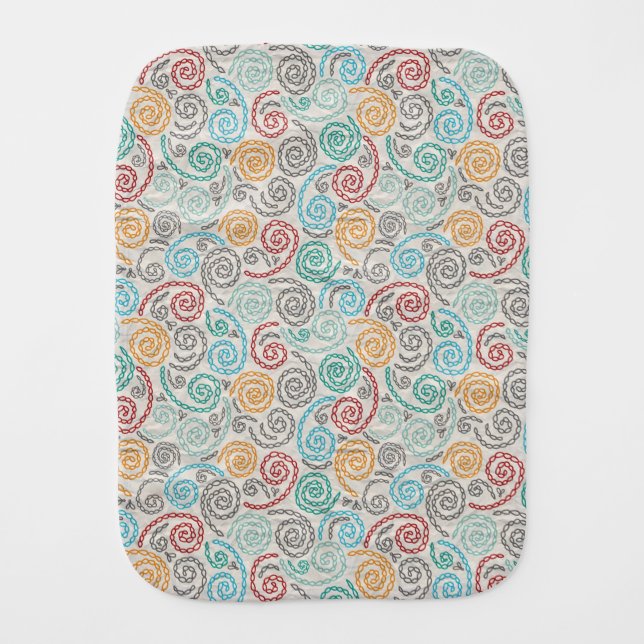 Embroidery fancy rumpled paper baby burp cloth (Front)