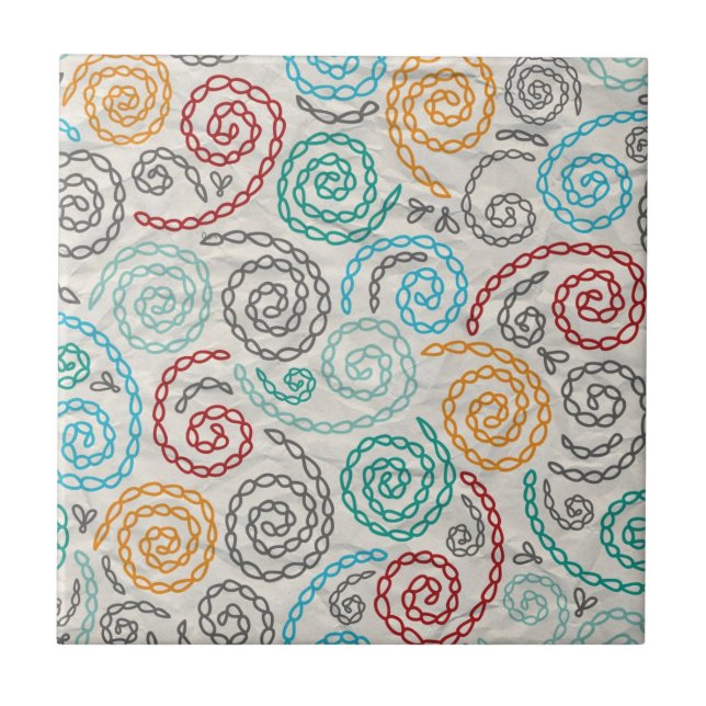 Embroidery fancy rumpled paper ceramic tile (Front)