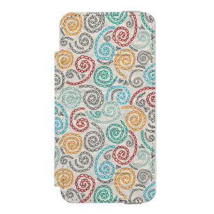 Embroidery fancy rumpled paper wallet case for iPhone SE/5/5s