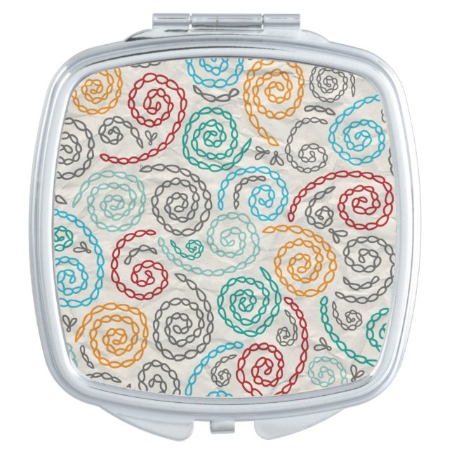Embroidery fancy rumpled paper mirror for makeup (Front)