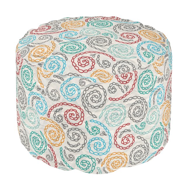 Embroidery fancy rumpled paper pouf (Angled Front)
