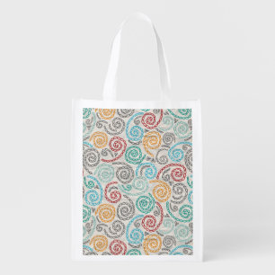 Embroidery fancy rumpled paper reusable grocery bag