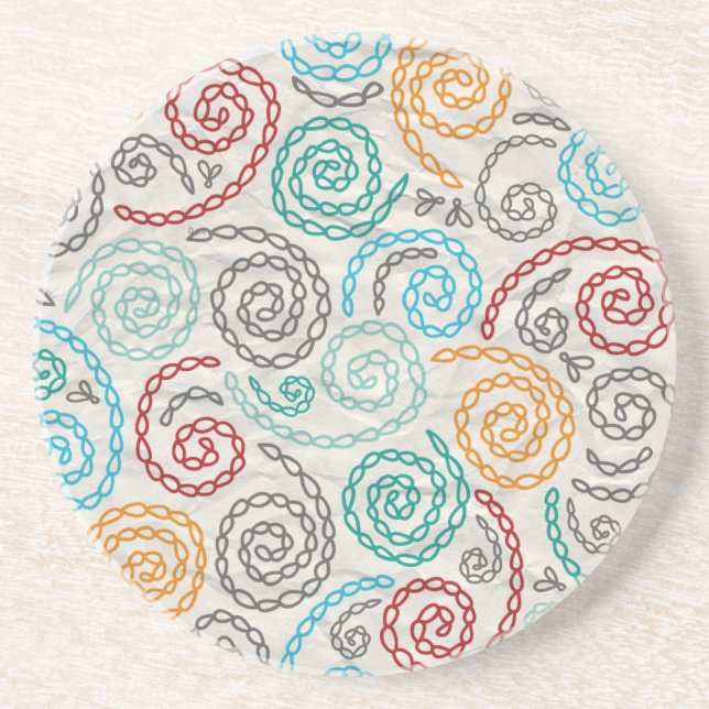 Embroidery fancy rumpled paper sandstone coaster (Front)