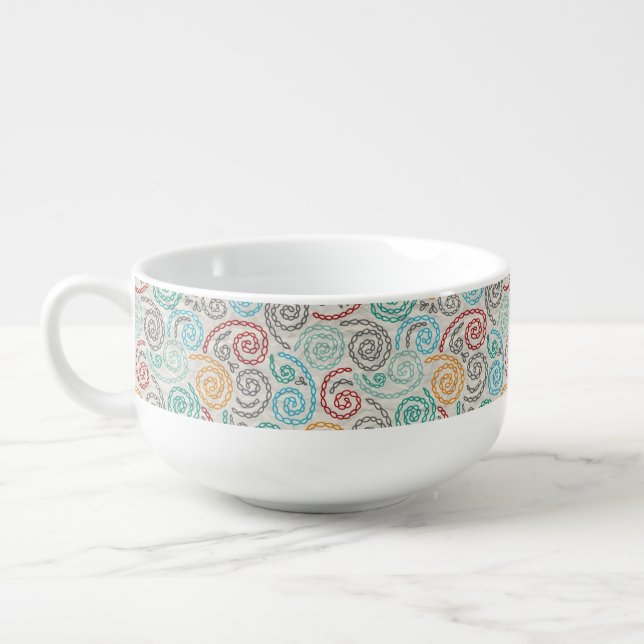 Embroidery fancy rumpled paper soup mug (Right)