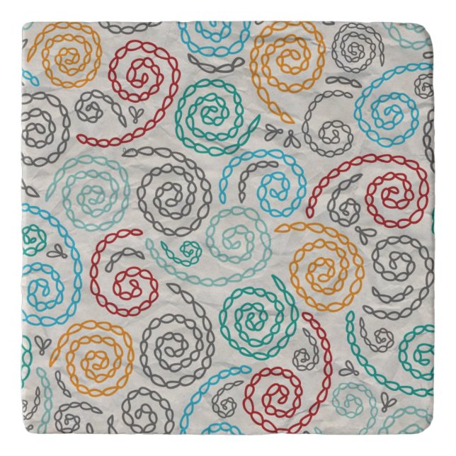 Embroidery fancy rumpled paper trivet (Front)