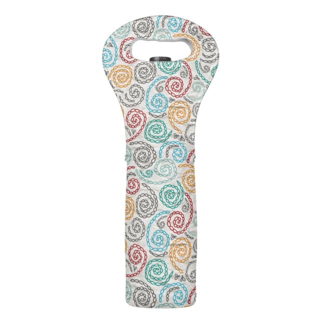 Embroidery fancy rumpled paper wine bag (Front)