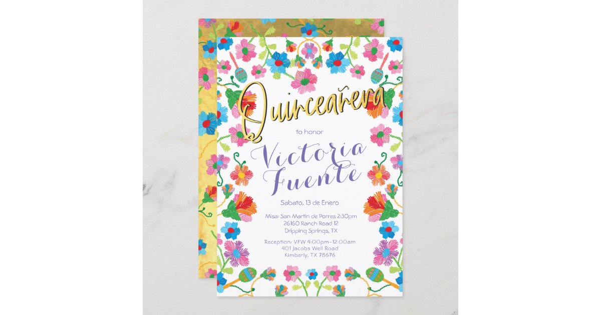 Quinceañera Purple Lilac Floral Princess Spanish Invitation