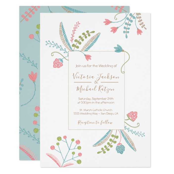 Embroidery Floral Wedding invitations