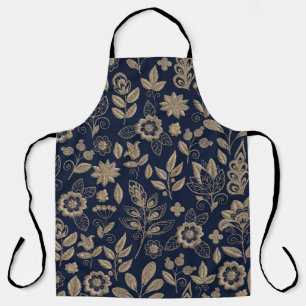 Embroidery Flowers Dark Vintage Ornament Apron